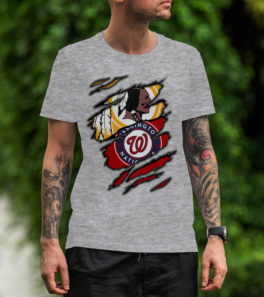 Washington Redskins And Washington Nationals Logo Mashup T-Shirt