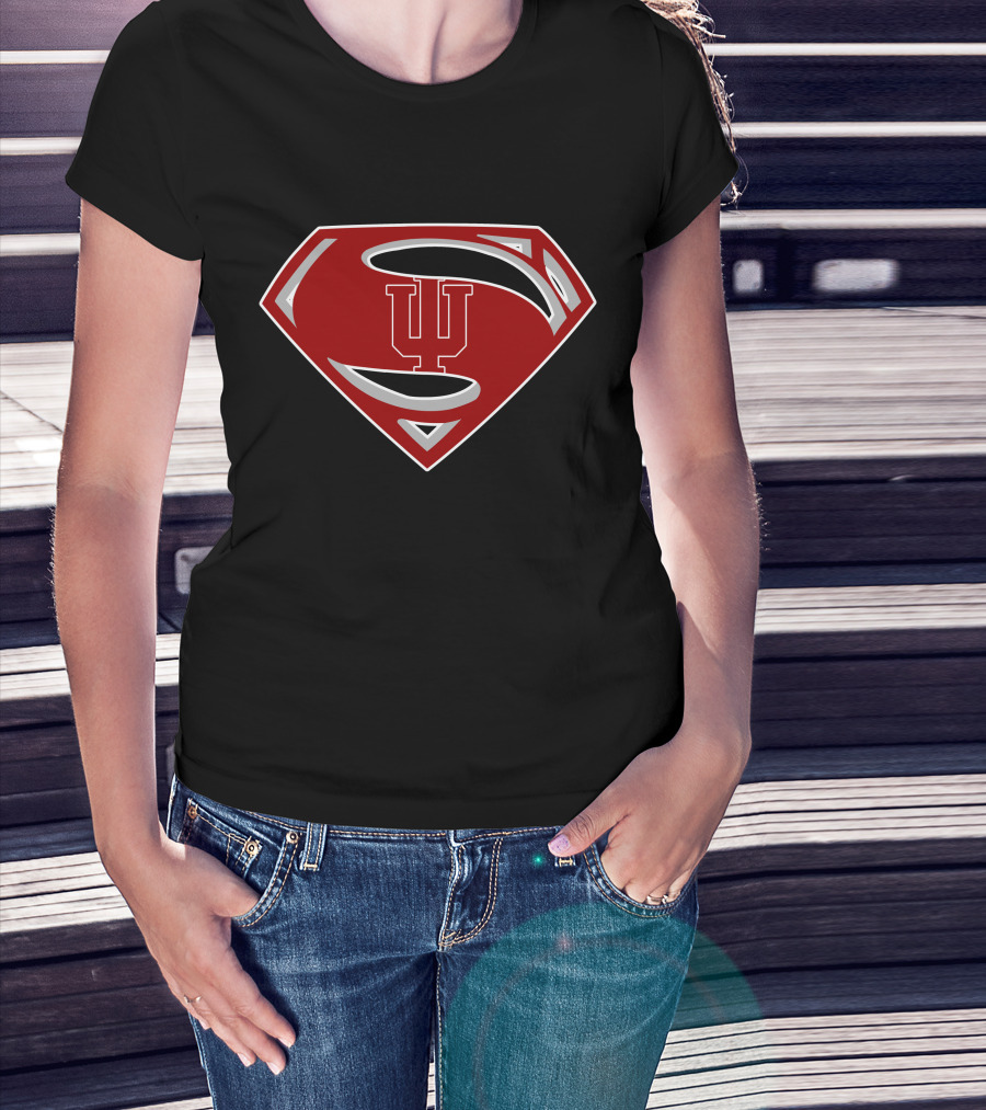 Superman Indiana Hoosiers IU Logo Emblem T-Shirt