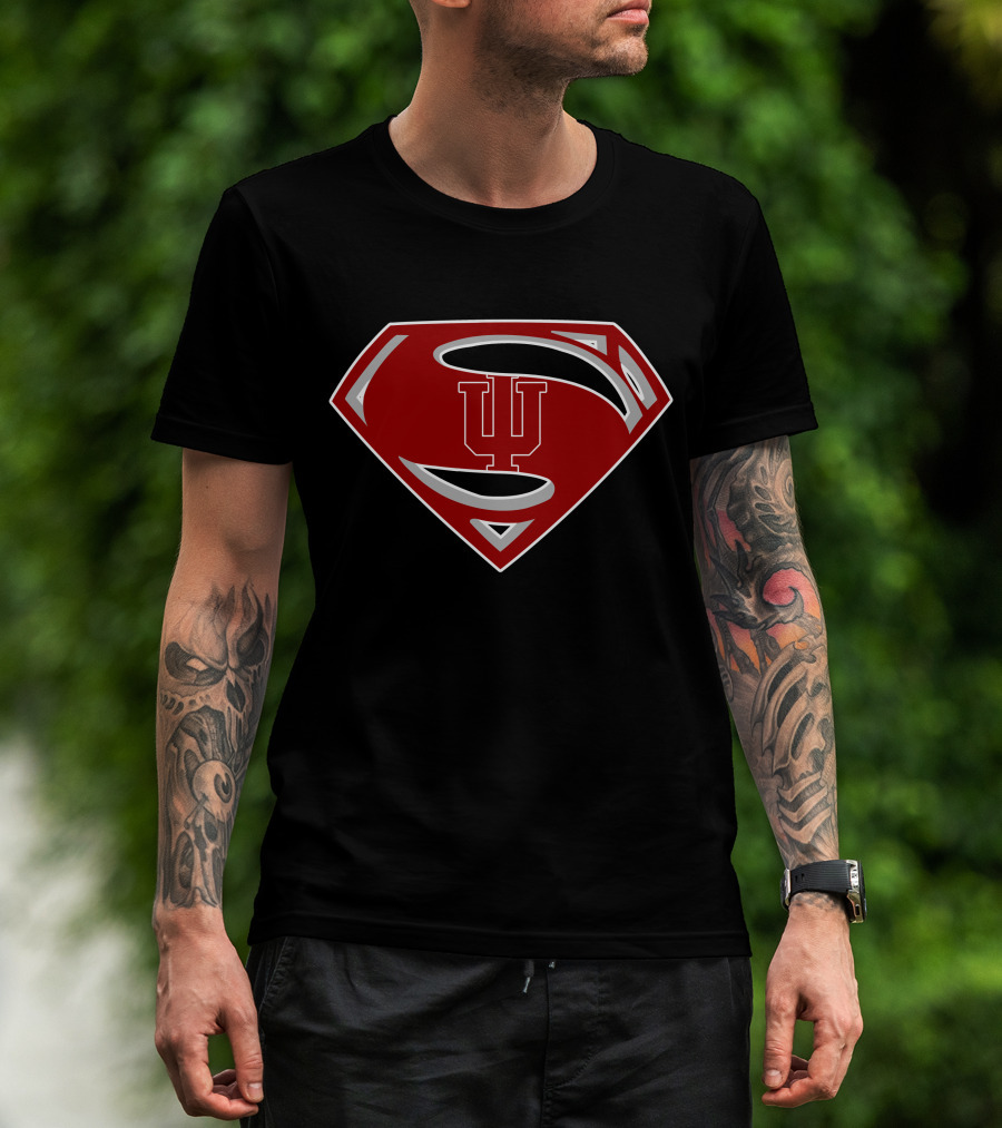 Superman Indiana Hoosiers IU Logo Emblem T-Shirt