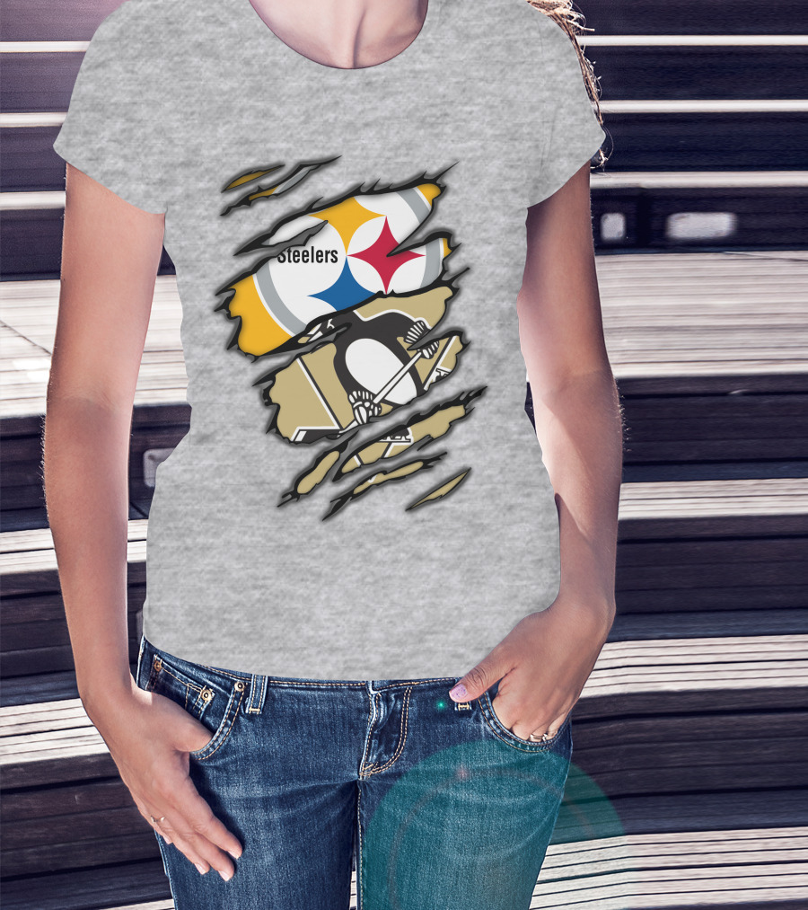 Steelers Penguins Ripped Claw T-Shirt