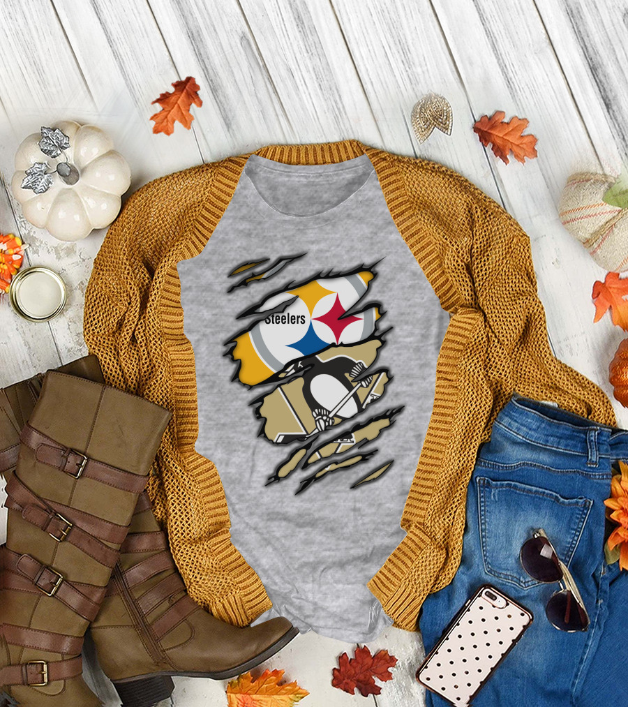 Steelers Penguins Ripped Claw T-Shirt