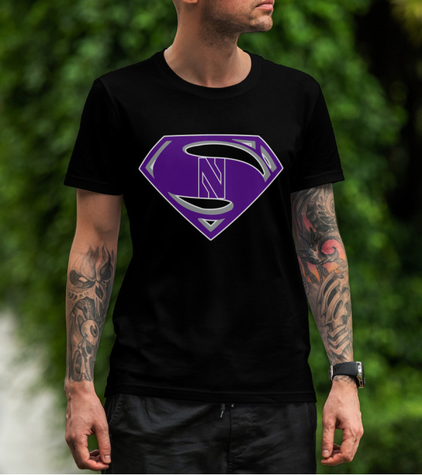 Superman NWildcats Purple Shield T-Shirt