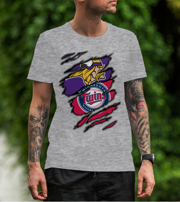 Minnesota Vikings And Twins Baseball Fusion T-Shirt
