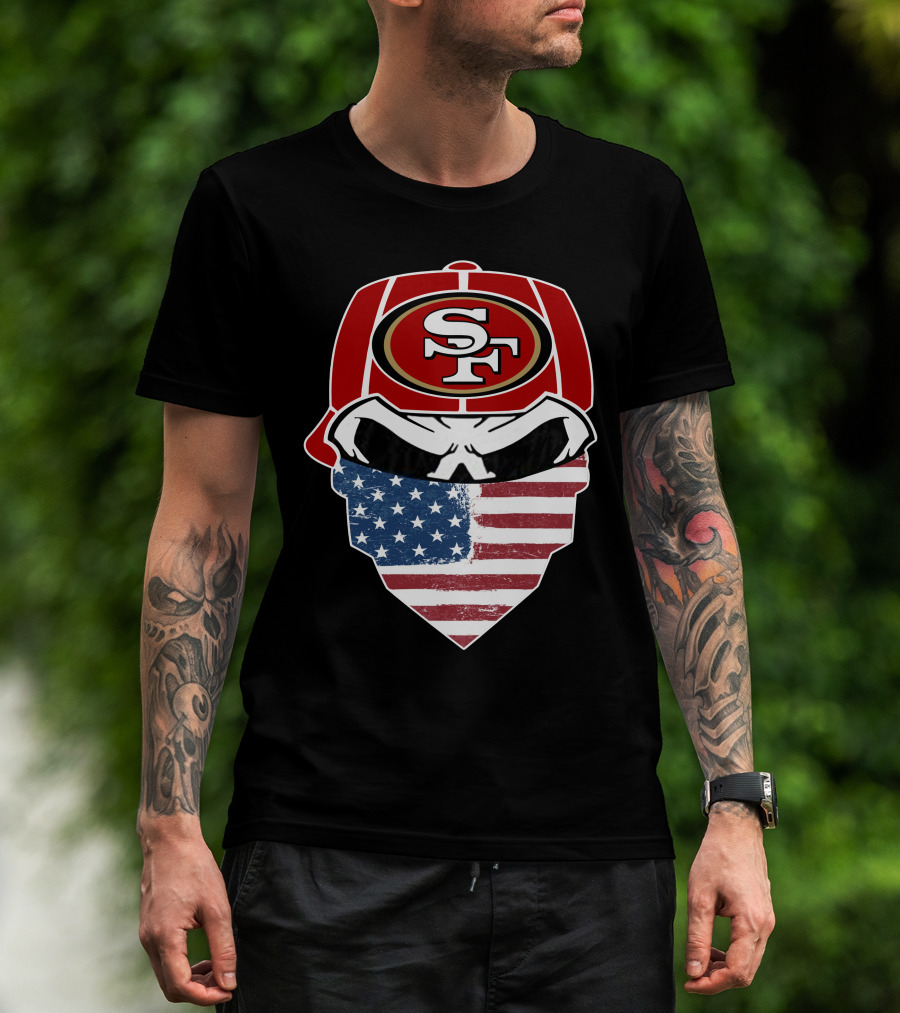 49ers Skull Sf American Flag Bandana T-Shirt