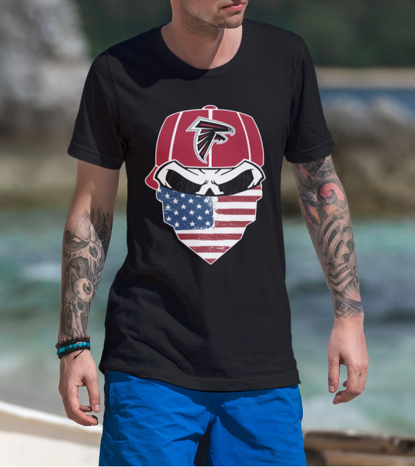 Falcons Skull American Flag Bandana Hat NFL T-Shirt