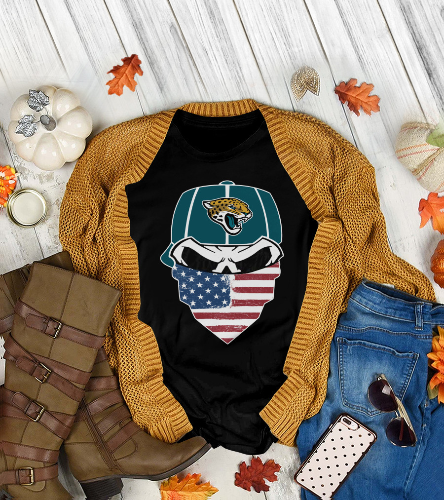 Jaguars Skull American Flag Bandana T-Shirt