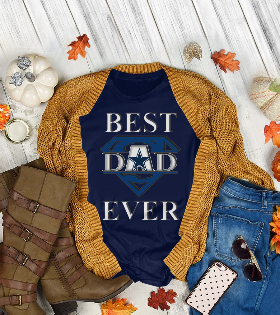 Best Dad Ever Cowboys Star Logo Super Hero T-Shirt