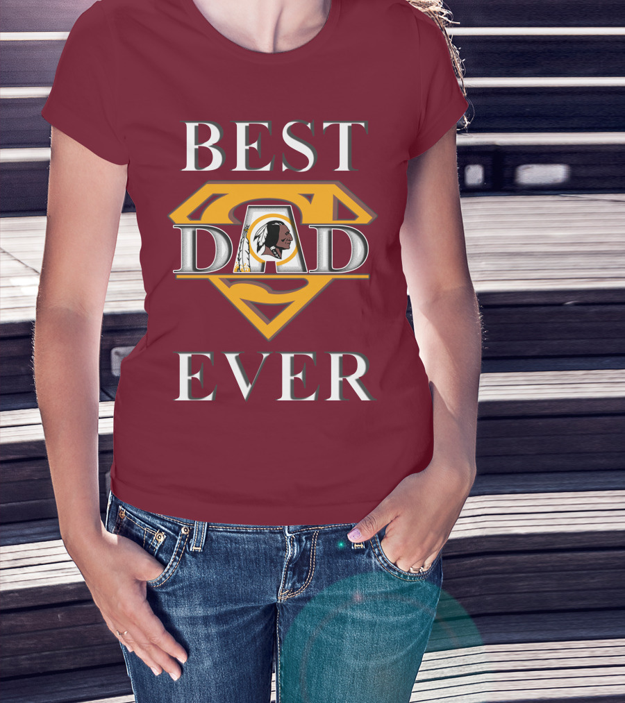 Best Dad Ever Redskins Logo Superman Symbol T-Shirt