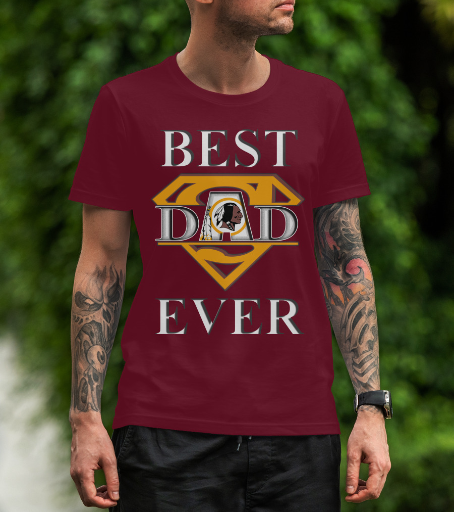 Best Dad Ever Redskins Logo Superman Symbol T-Shirt