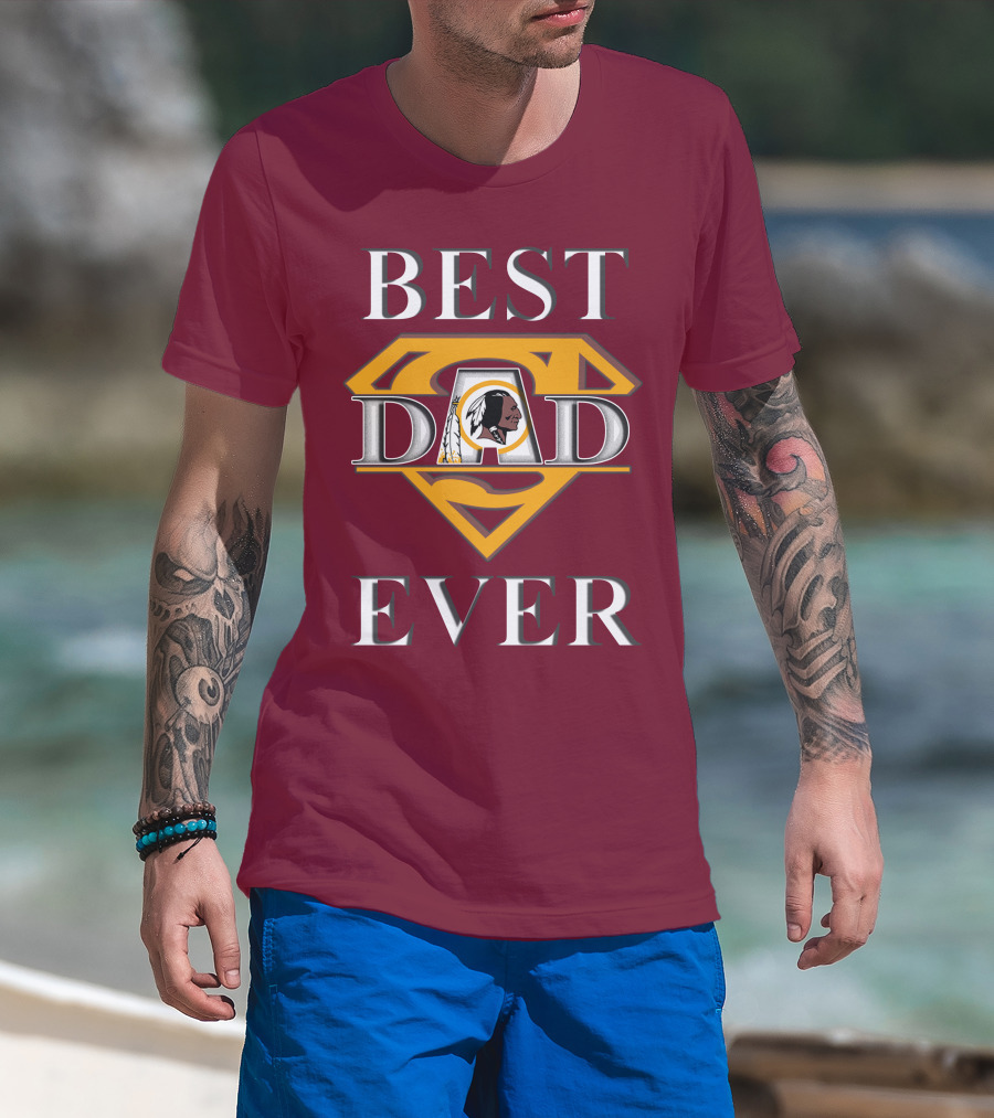 Best Dad Ever Redskins Logo Superman Symbol T-Shirt