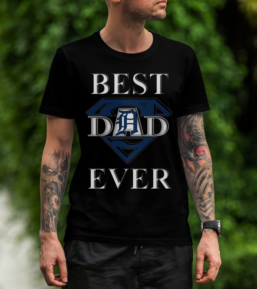 Best Dad Ever Detroit Baseball Superman Shield T-Shirt