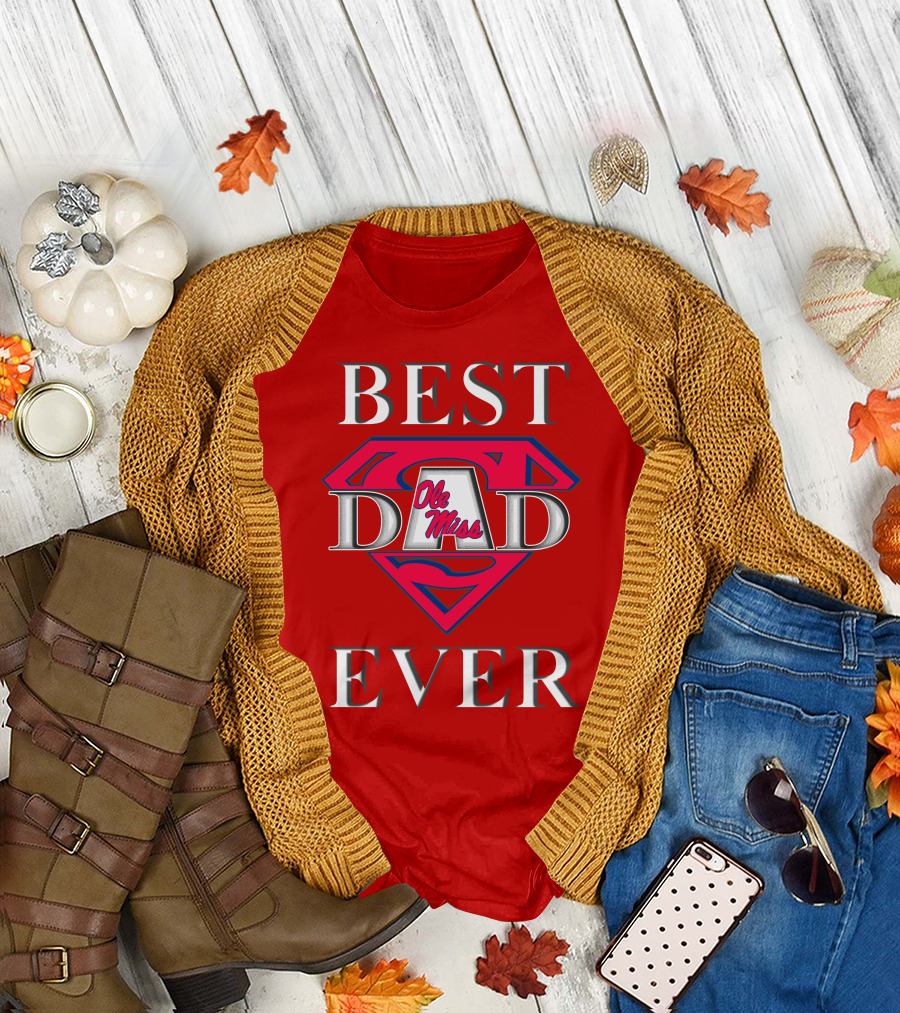 Ole Miss Best Dad Ever Superman T-Shirt