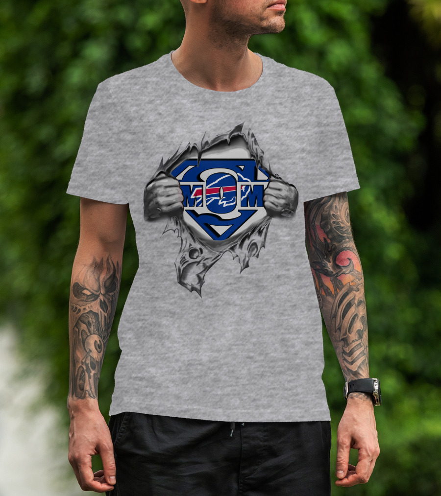 Bills Super Mom Superman Logo With Buffalo Football Theme T-Shirt