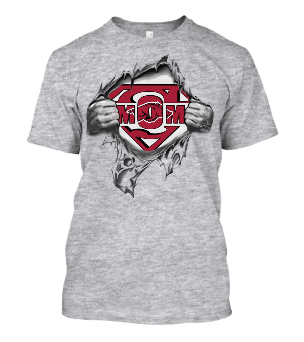 Arkansas Razorbacks Super Mom Logo Rip T-Shirt