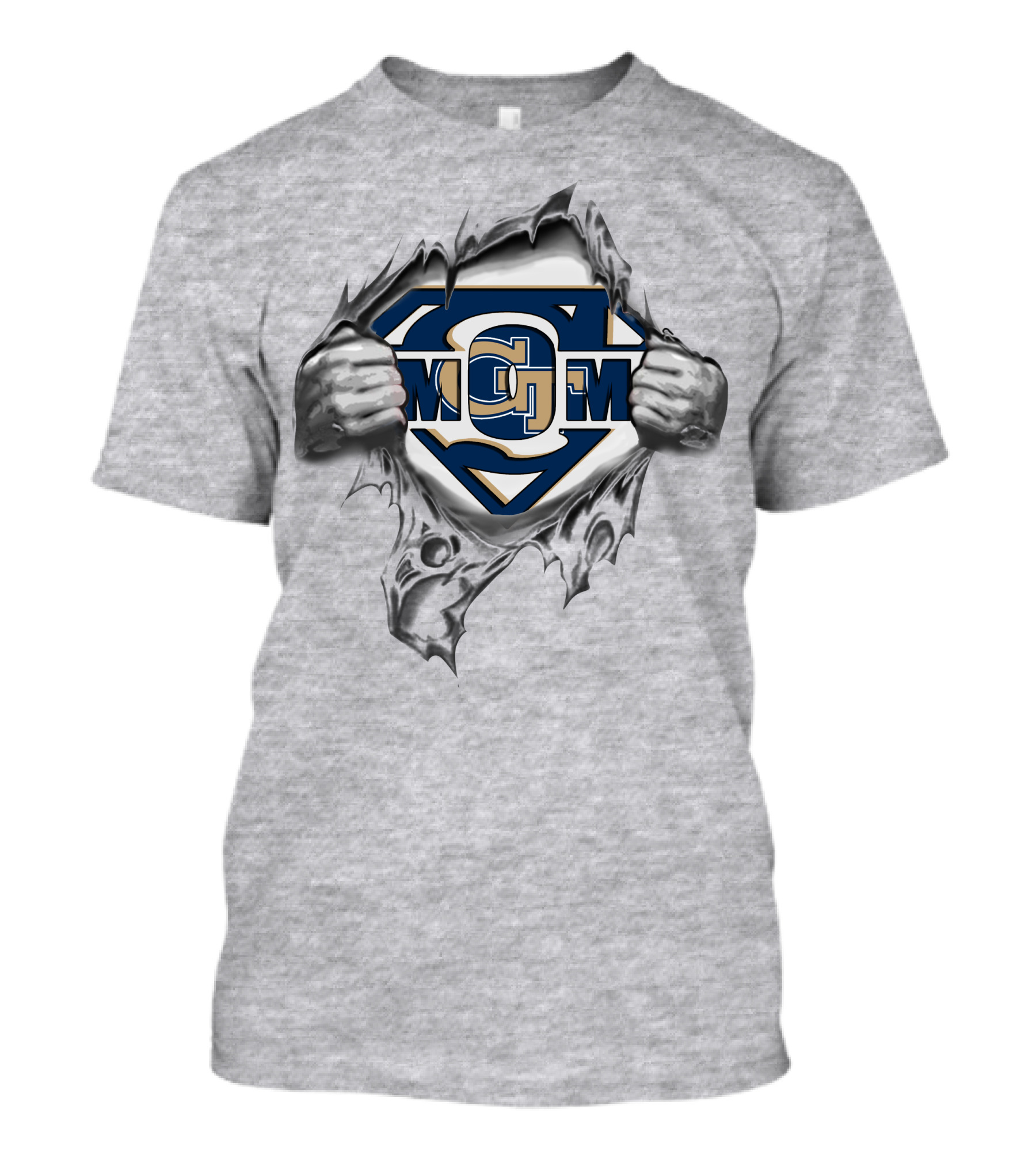 Georgia Tech Yellow Jackets Super GT Superman Logo Peeling Effect T-Shirt