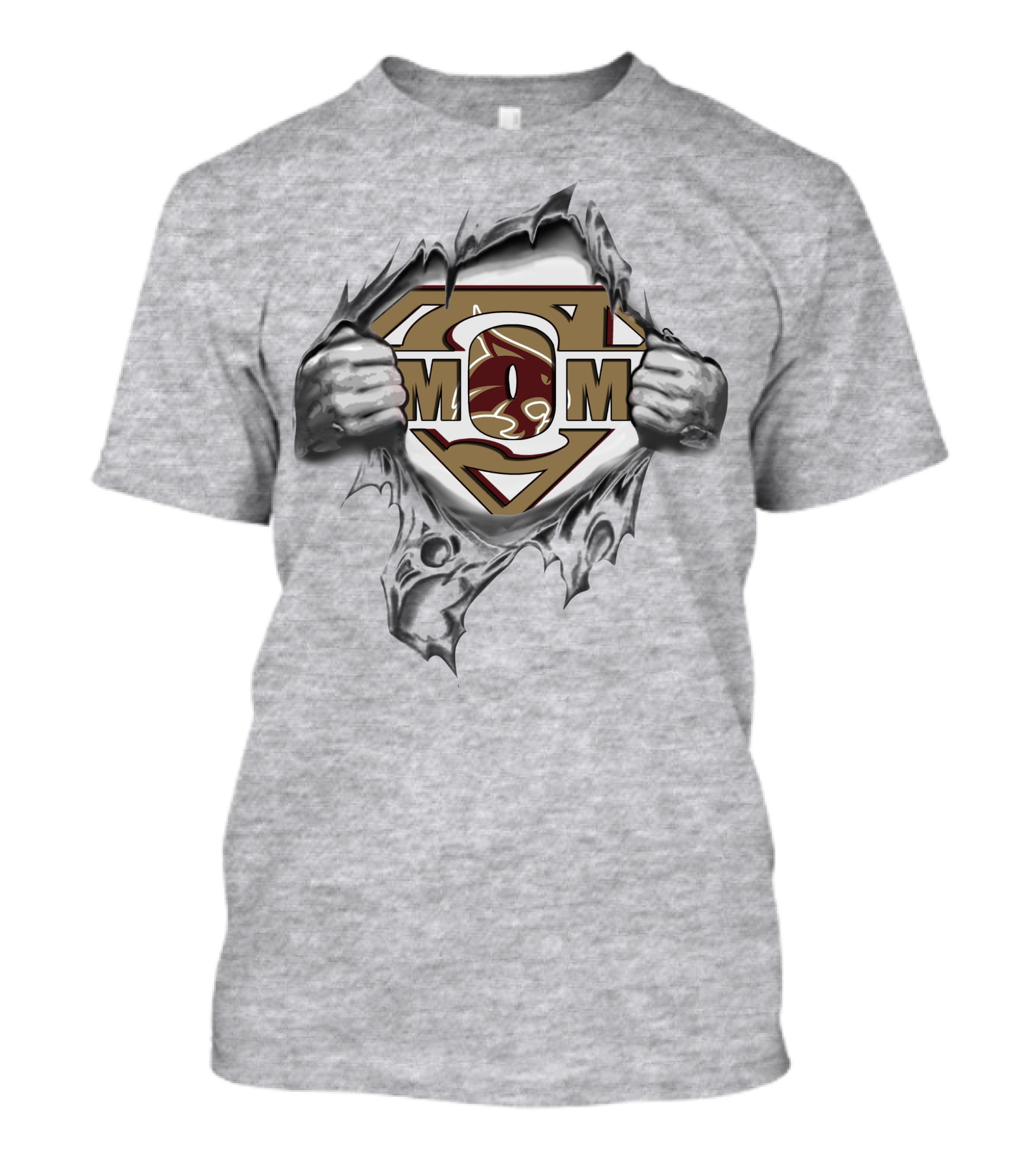 Texas State Bobcats Super Mom Logo Tear T-Shirt