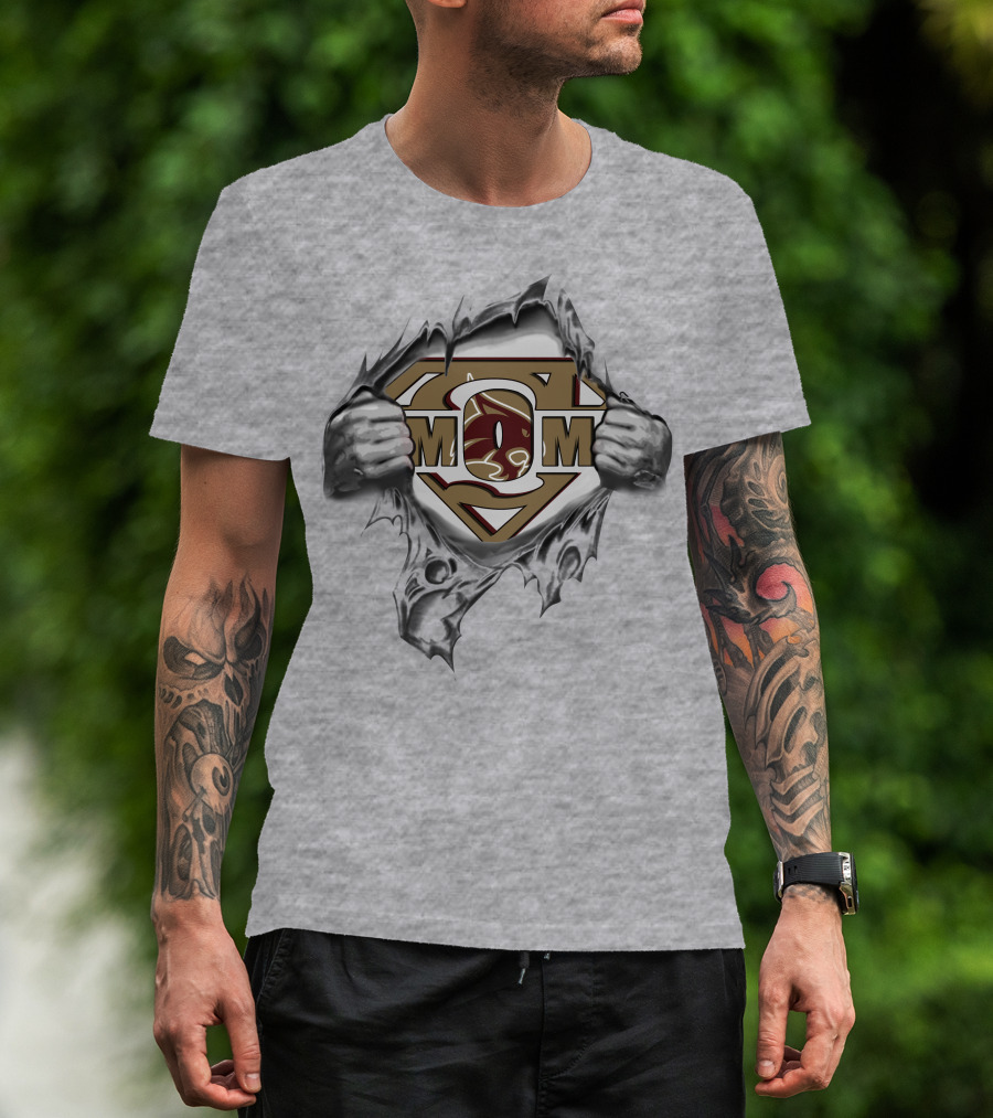Texas State Bobcats Super Mom Logo Tear T-Shirt
