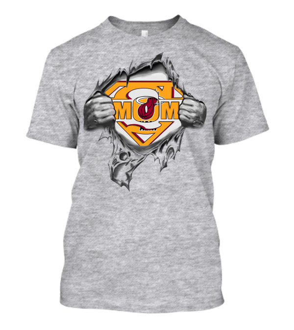 Miami Heat Super Mom Comic Logo Inside Ripped Chest T-Shirt