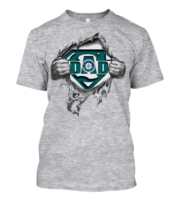 Seattle Mariners Super Dad Logo Tearing Superman Style T-Shirt