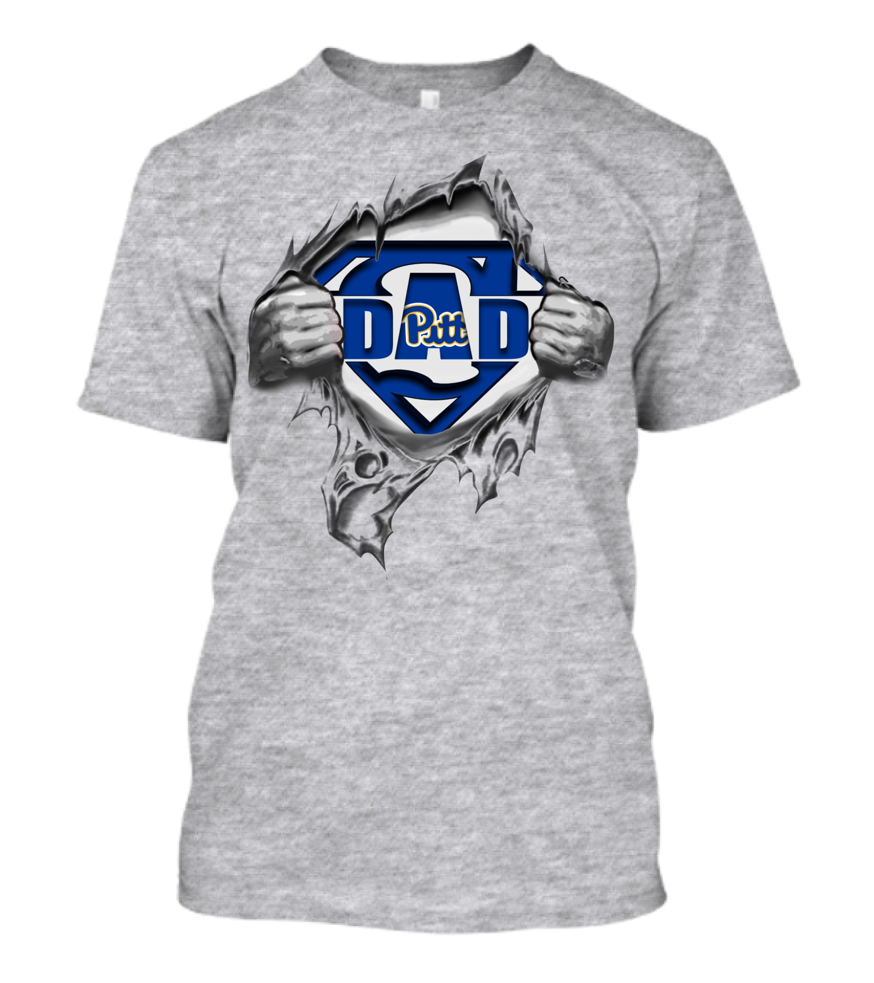 Pitt Panthers Dad Superhero Logo Tear Style T-Shirt