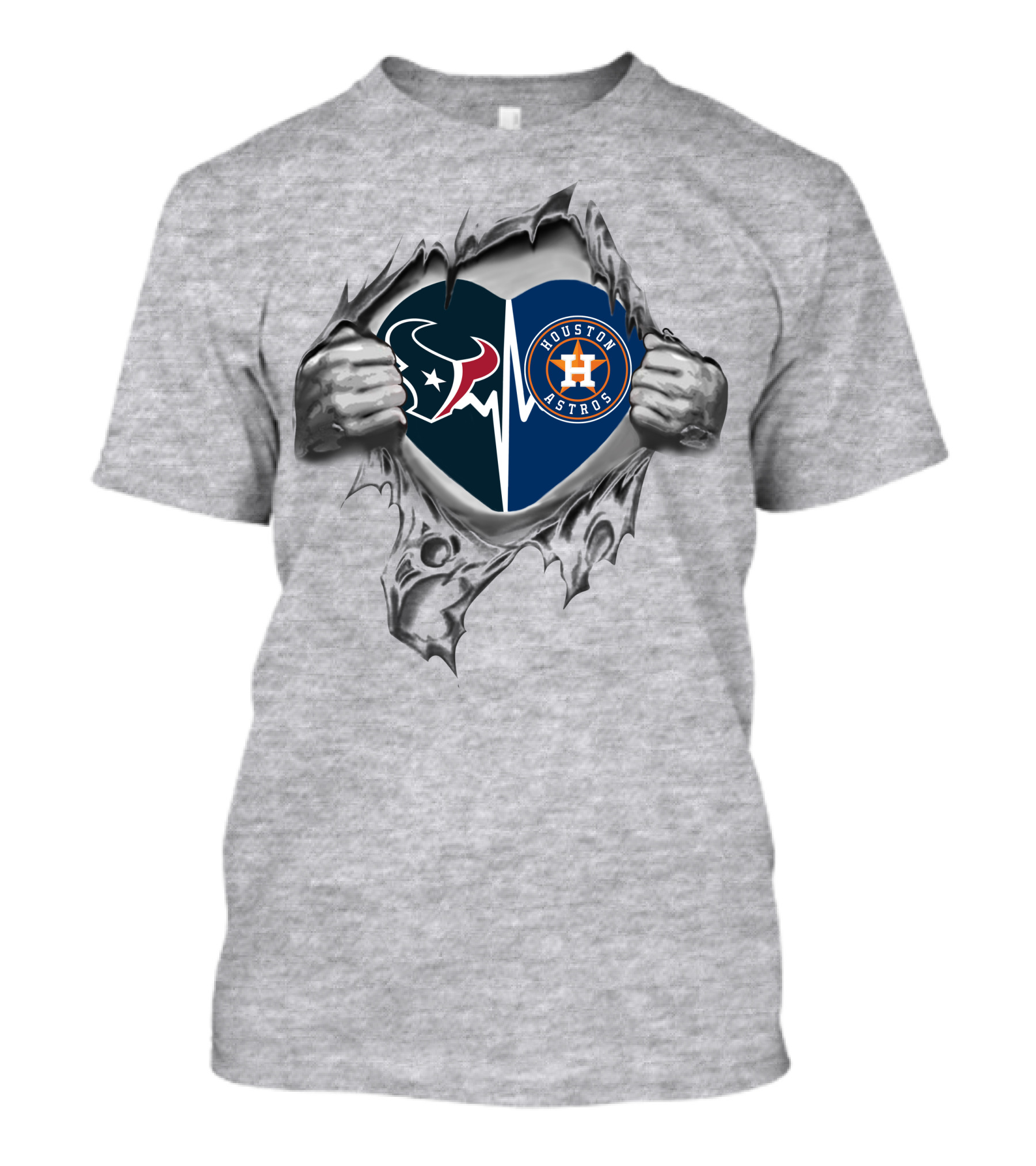 Texans Astros Heartbeat Passion Houston Sports Fan Pride T-Shirt