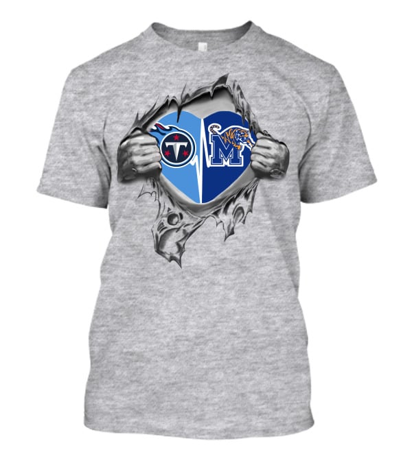 Titans Memphis Tigers Heart Logo Symbolizing Team Pride T-Shirt