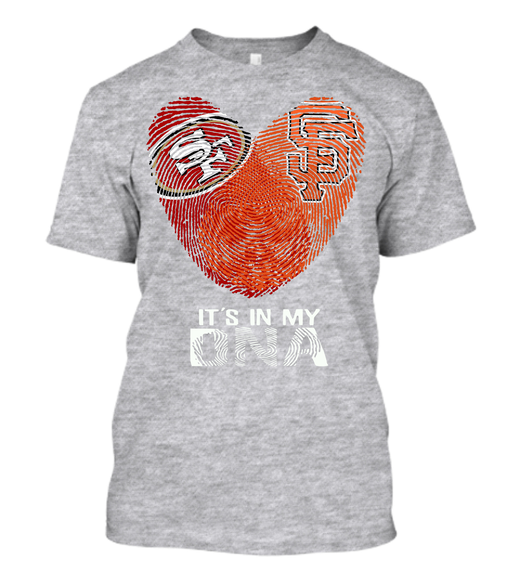 49ers Giants Heart Fingerprint It's In My Dna T-Shirt