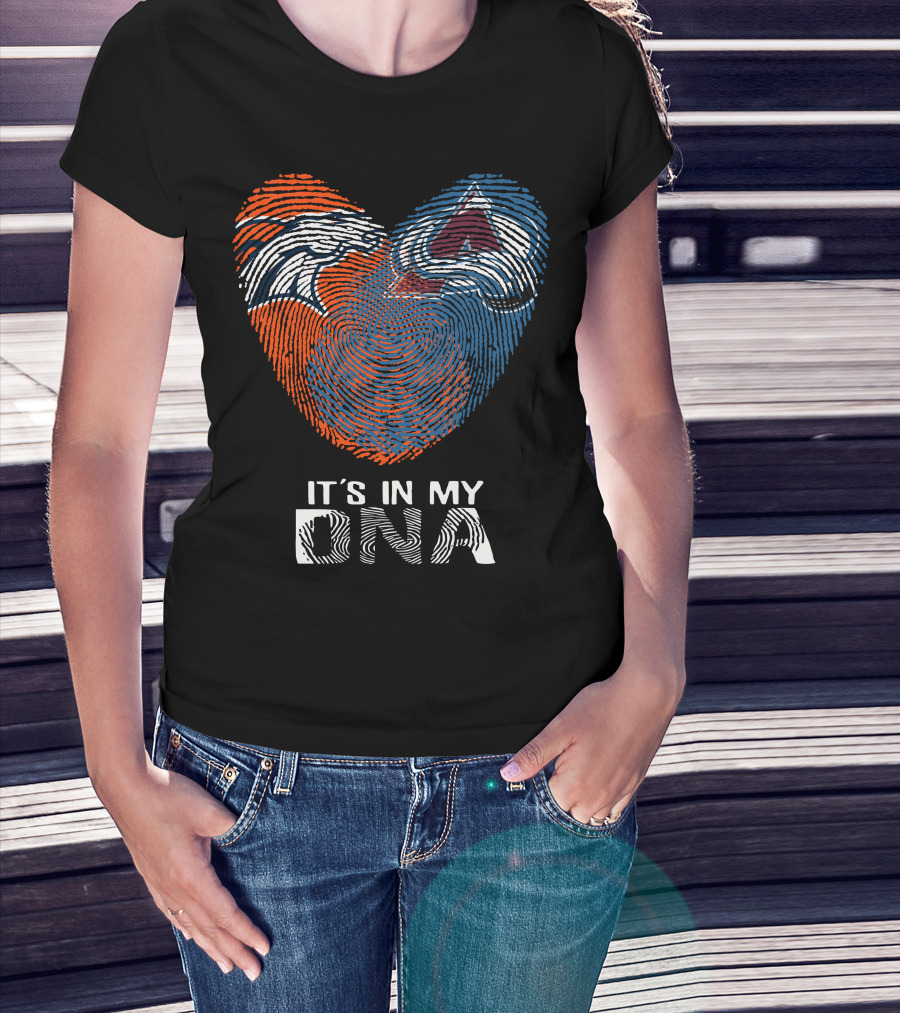 Broncos Avalanche Heart It's In My Dna Fingerprint T-Shirt