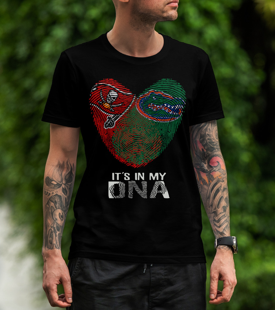 Buccaneers Gators Fingerprint Heart It's In My DNA T-Shirt