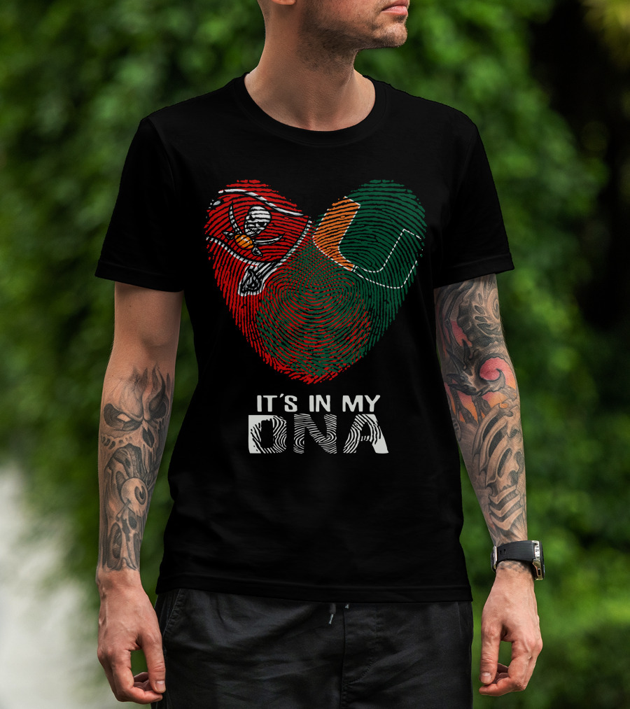 Buccaneers Hurricanes It's In My DNA Fingerprint Skull T-Shirt