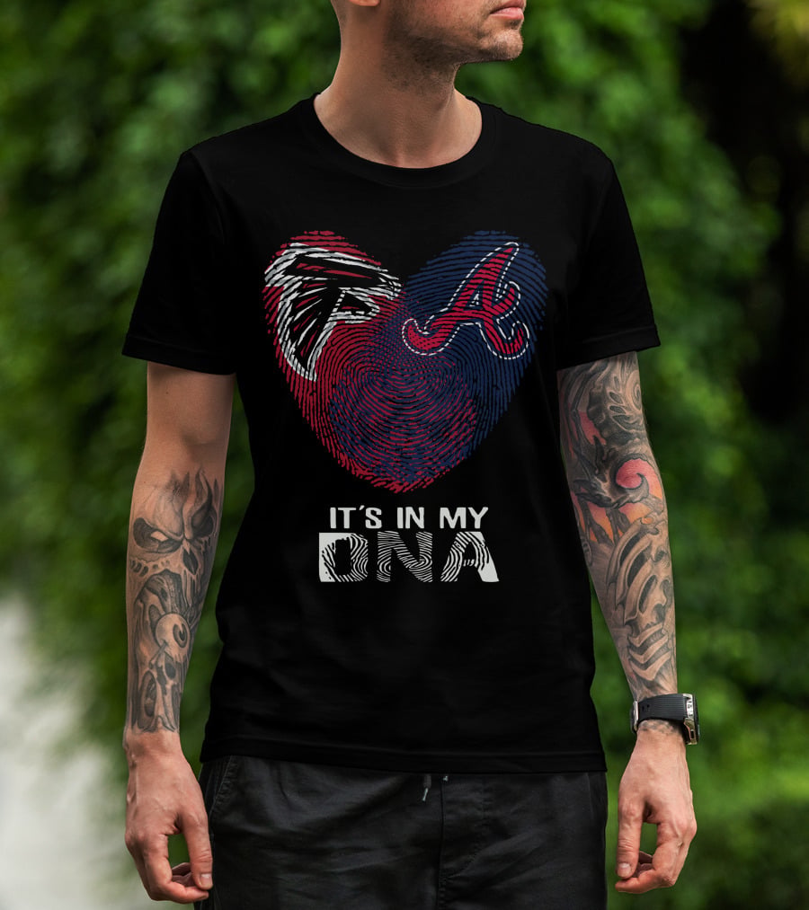 Falcons Braves Heart Fingerprint It's In My DNA T-Shirt