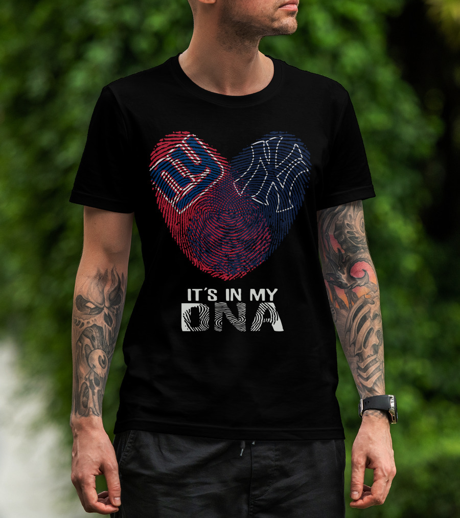 Giants Yankees It's In My DNA Fingerprint Heart T-Shirt