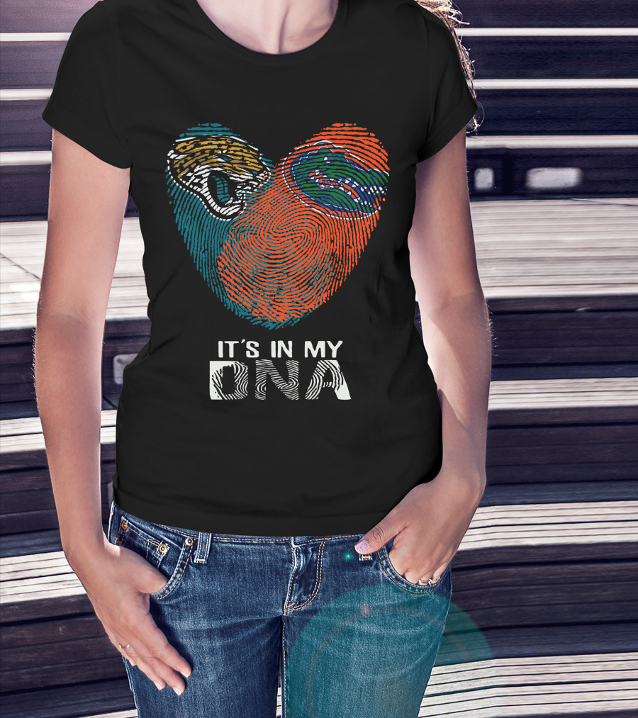 Jaguars Gators It's In My DNA Fingerprint Heart T-Shirt