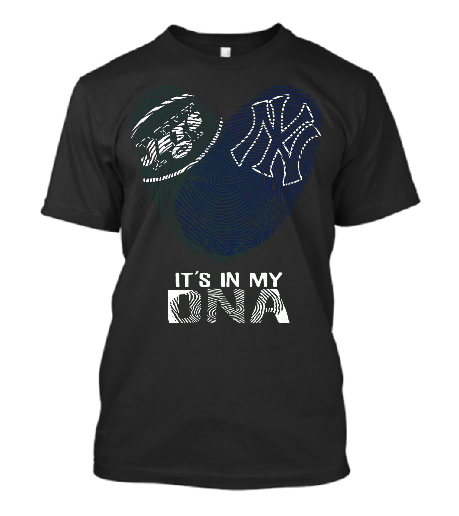Jets Yankees Heart Fingerprint It's In My Dna T-Shirt