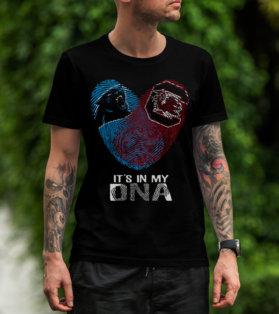 Panthers Gamecocks Fingerprint Heart It's In My Dna T-Shirt