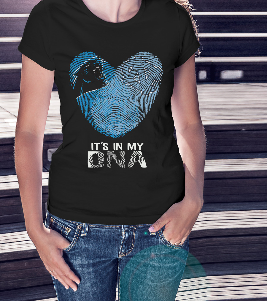 Panthers Tar Heels It's In My Dna Fingerprint Heart T-Shirt