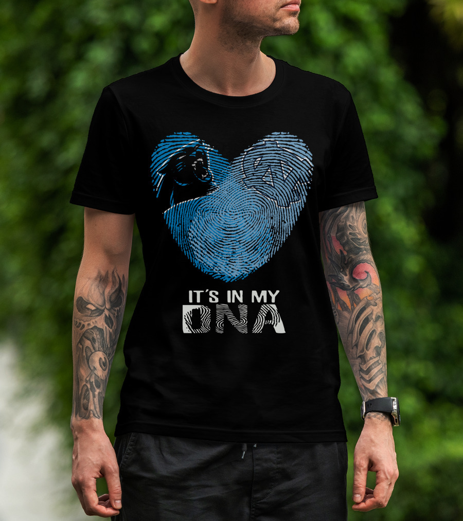 Panthers Tar Heels It's In My Dna Fingerprint Heart T-Shirt