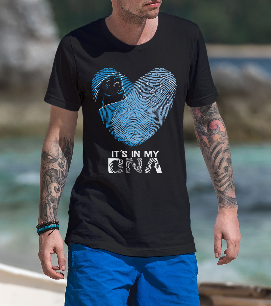 Panthers Tar Heels It's In My Dna Fingerprint Heart T-Shirt