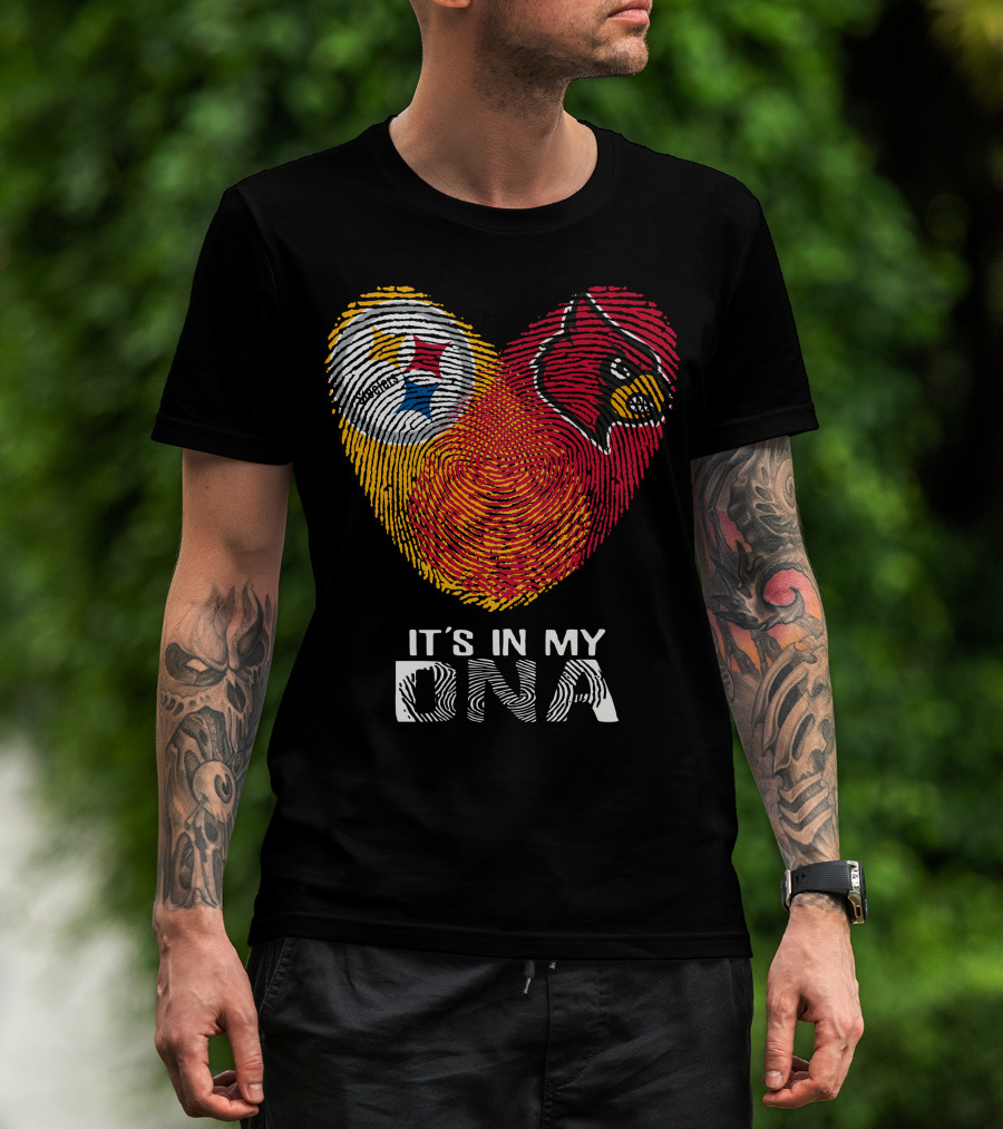 Steelers Cardinals It's In My Dna Football Team Pride Fingerprint T-Shirt