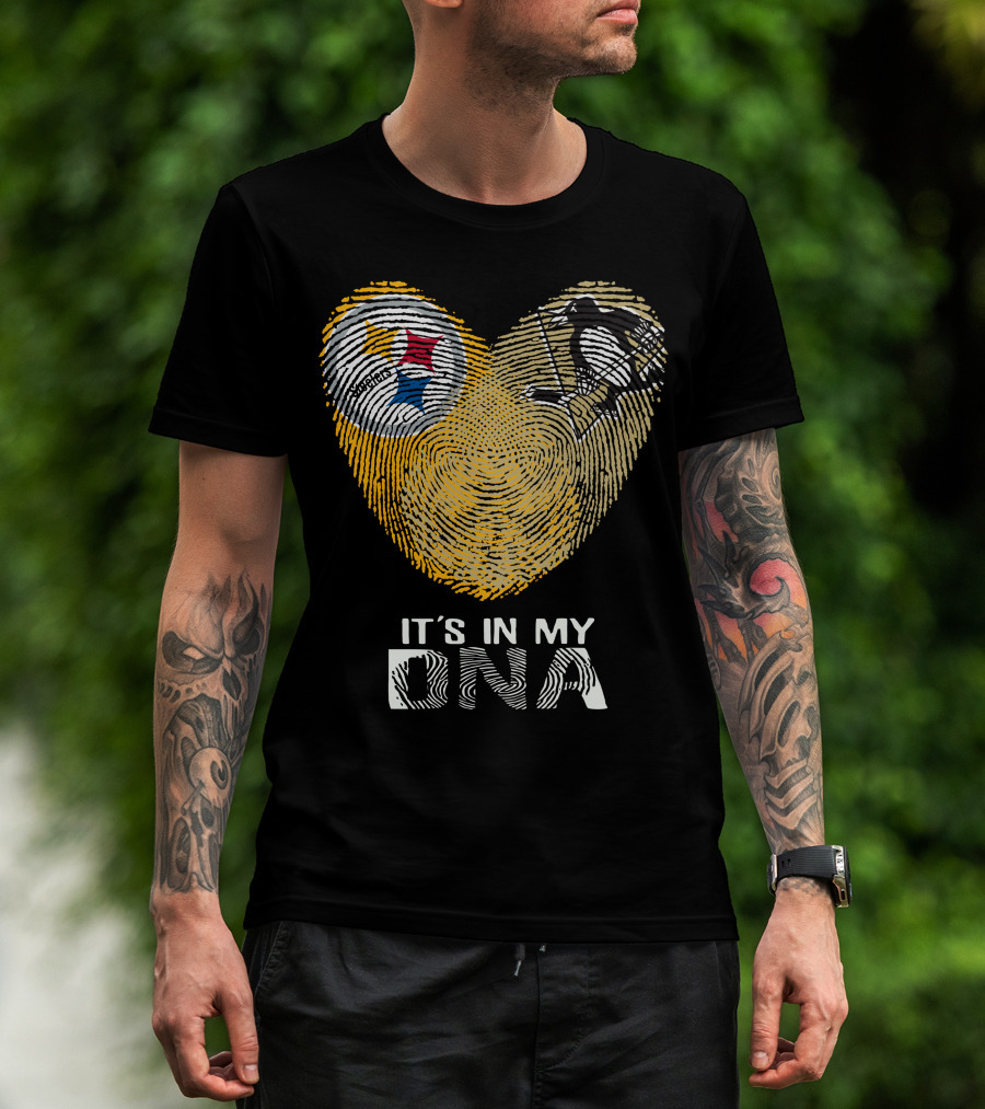 Steelers Penguins Heart It's In My Dna Fingerprint T-Shirt