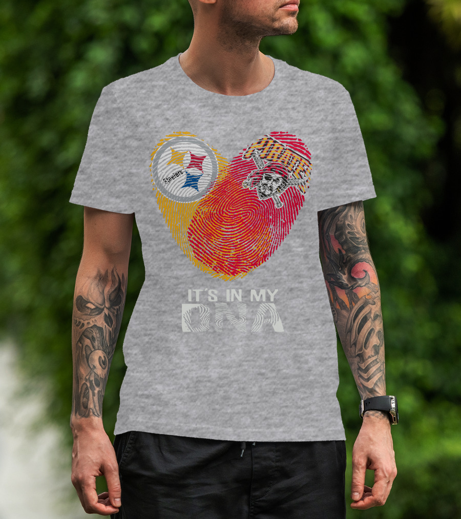 Steelers Pirates It's In My Dna Fingerprint Heart T-Shirt
