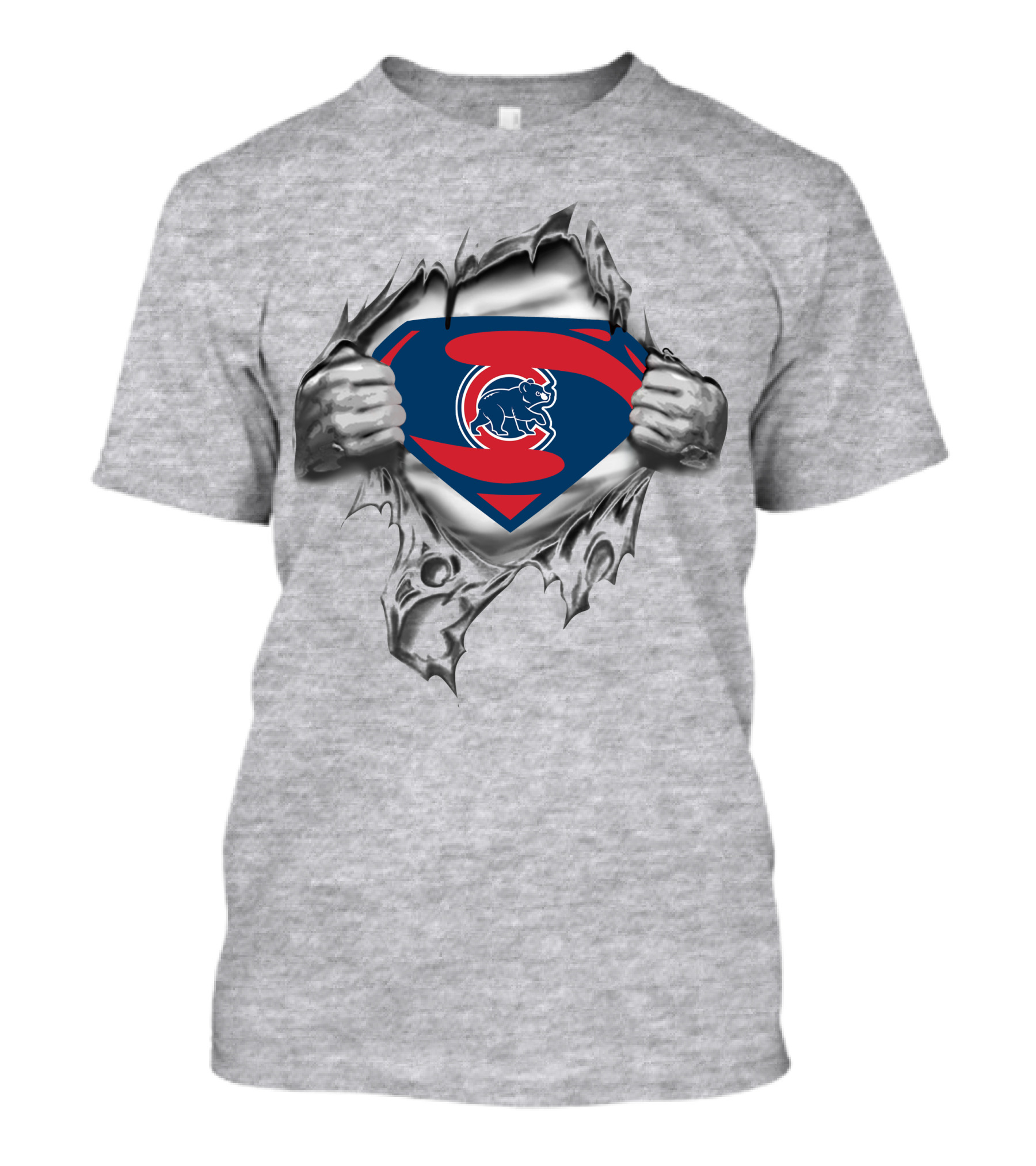 Cubs Superman Chest Hybrid With Cracked Logo Appearance T-Shirt
