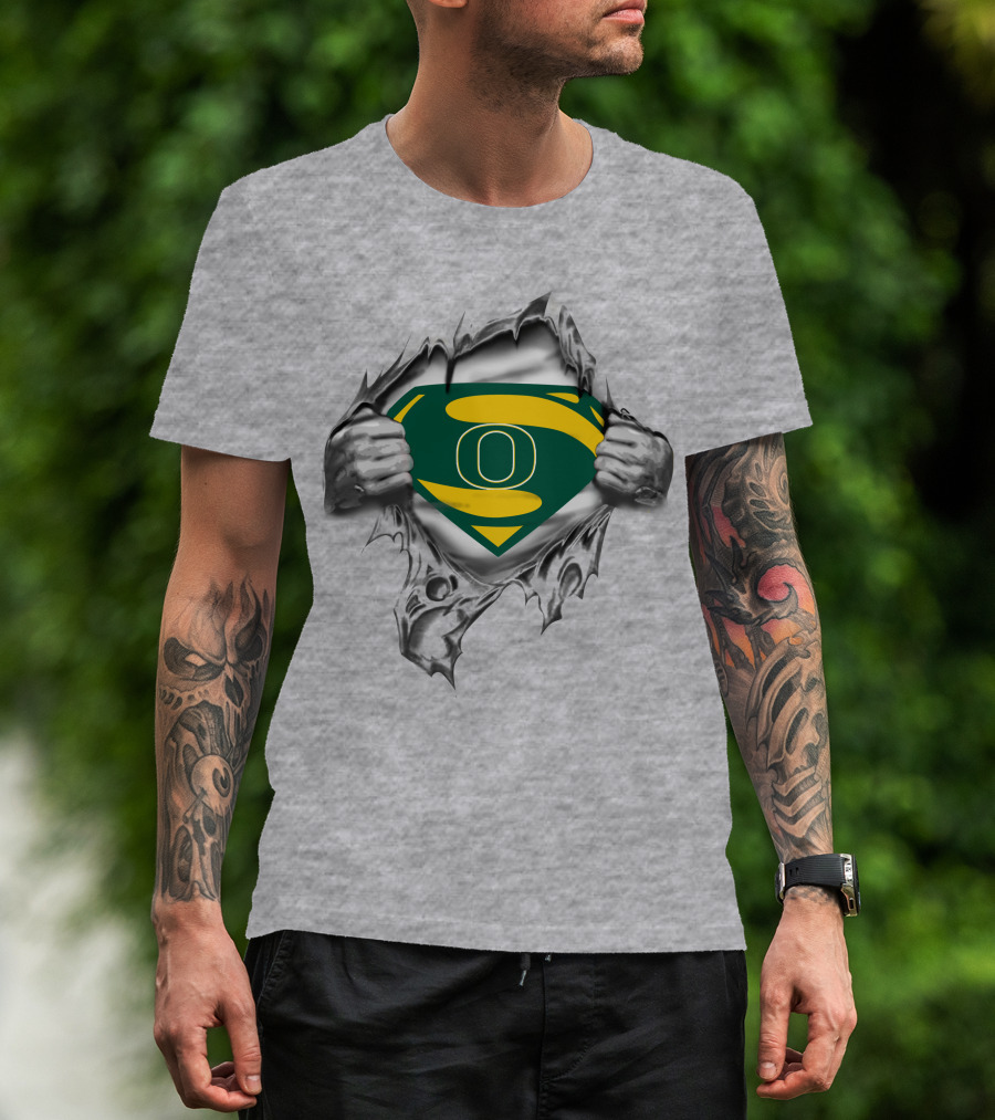 Oregon Ducks Superman Logo Rip T-Shirt