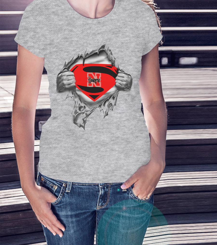Huskers Superman S Logo Torn Steel Look N Nebraska T-Shirt
