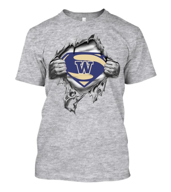Husky Super Man W Logo Emblem Rip T-Shirt