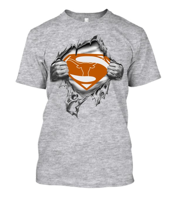 Longhorn Superman Logo Torn Reveal Texas Football Team Symbol T-Shirt