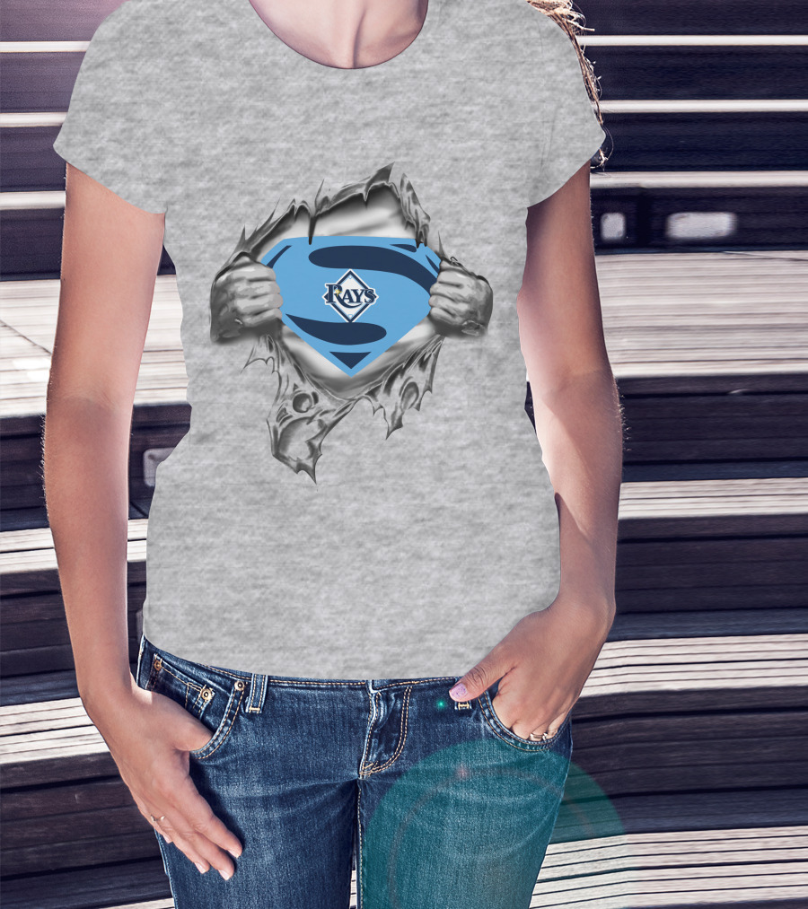 Rays Superman Symbol Tearing Open T-Shirt