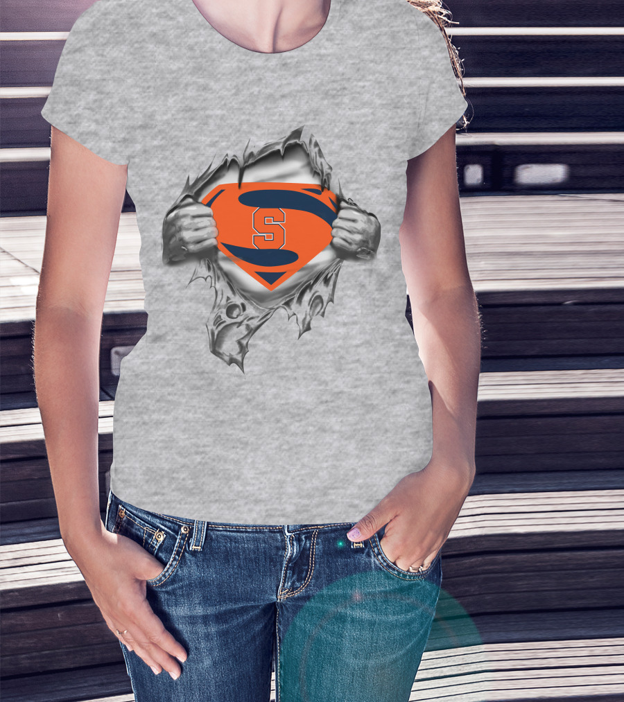 Syracuse Orange Superhero Emblem S Logo Rip Marvel Crossover T-Shirt