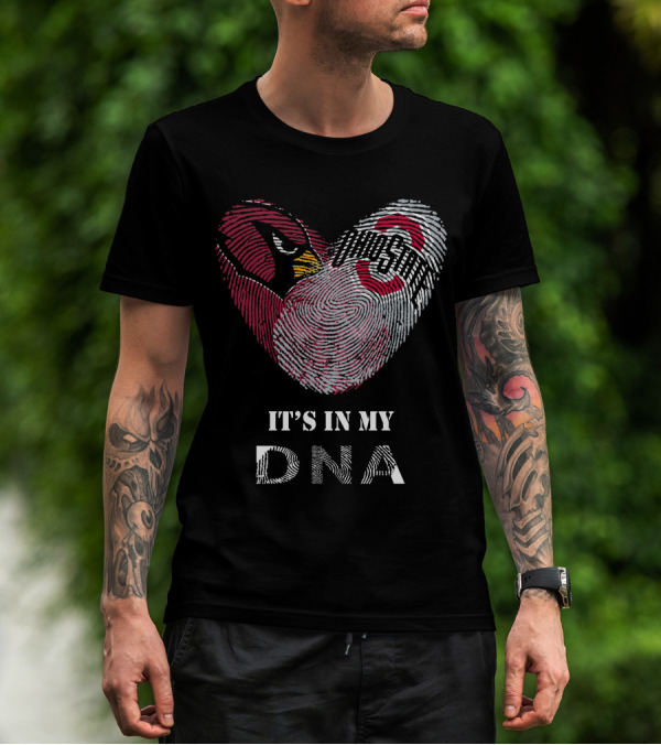 Cardinals Ohio State Buckeyes Fingerprint Heart It's In My DNA T-Shirt