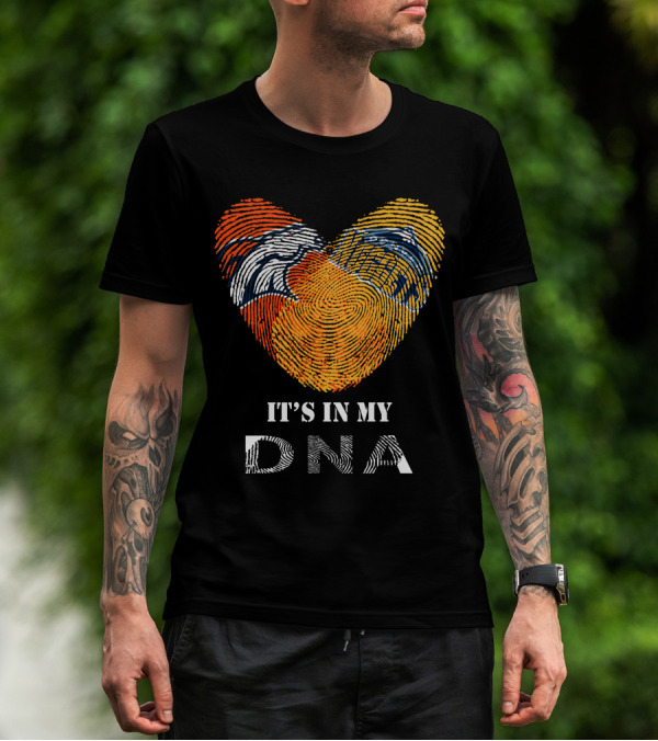 Broncos Nuggets Fingerprint Heart It's In My DNA T-Shirt